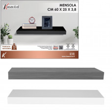 MENSOLA CM.60X25X3,8 BIANCA/NERA (4pz)